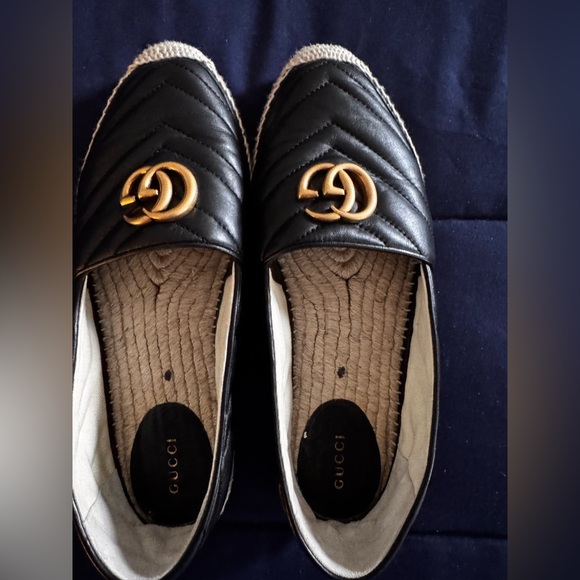 Authentic Gucci
Women's Black Pilar Ballet Quilted Leather Flatform Espadrilles - Picture 1 of 9